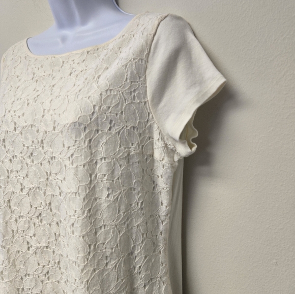 Lauren Ralph Lauren Lace Front Shift Dress Cream L - Picture 3 of 7